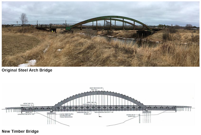 The tender for the new bridge over the Nappan River has been awarded to Timber Restoration Services and will be in place this fall, ending a detour that has started in December 2017 when the former Rainbow Bridge was closed amid structural concerns.