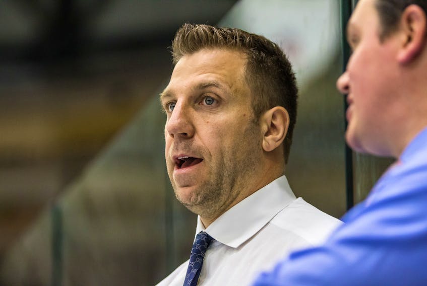 Newfoundland Growlers photo/Jeff Parsons - After missing the past three Newfoundland Growlers games for "medical reasons", the ECHL expansion team hopes to have coach Ryane Clowe back behind the bench soon.