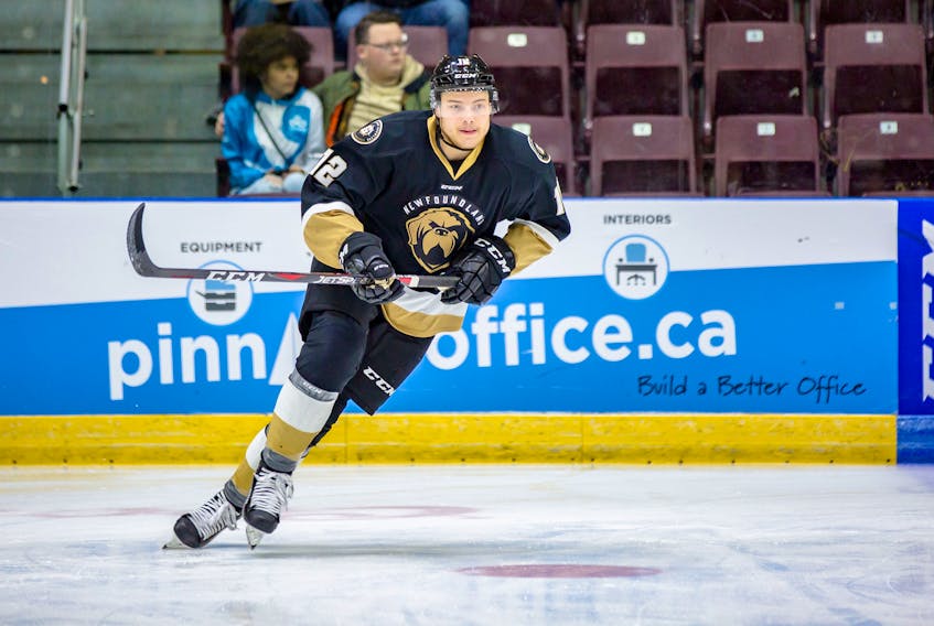 There was only one goal scored during the last 27 power-play opportunities for opponents of the Newfoundland Growlers ... and it was scored by Growlers' forward Scott Pooley (12). It was the first shorthanded goal in Newfoundland's short franchise history. — Newfoundland Growlers photo/Jeff Parsons