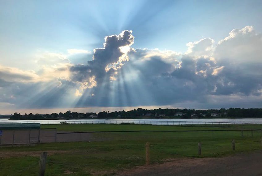 Joseph Kanary spotted these sunbeams one fine day last summer over Queen Elizabeth Park in Charlottetown, P.E.I. He said he snapped the photo just before 7 p.m. and in the moment it struck him as being both mystical and spiritual. A sunbeam is a beam particle-scattered sunlight, separated by darker shadows. Lovely...