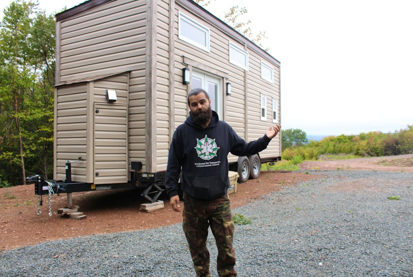 Fabian Henry stands near a mini-home that was delivered to his Pipers Glen property in Cape Breton, where he’ll be holding different retreats and services for veterans, in Oct. 2018. The founder of GAFF (Global Alliance Foundation Fund), a non-profit helping people recover from traumas, Henry’s been building partnerships across the country as he waits to officially launch the charity in 2020.