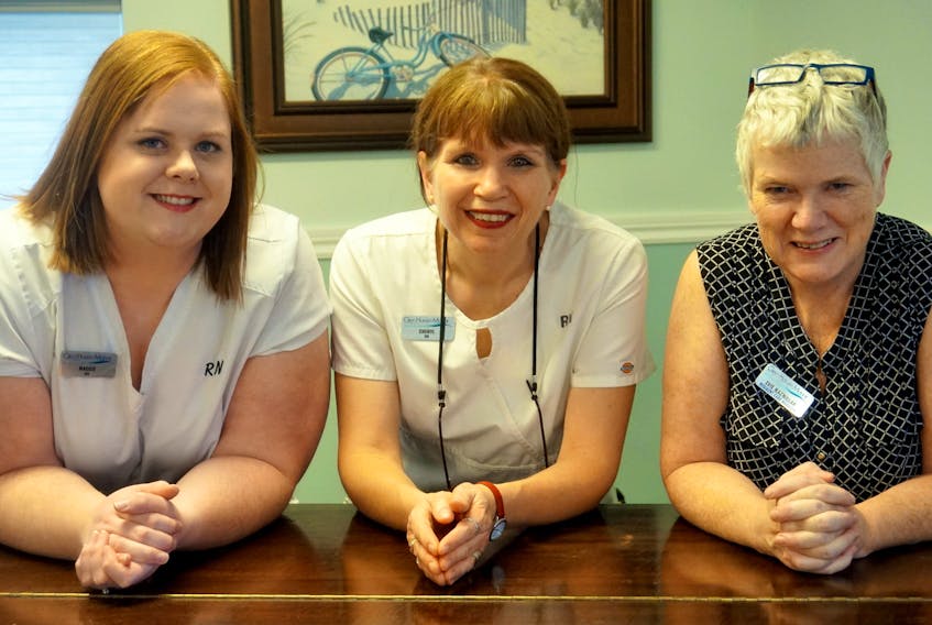 From left are Maggie Jamieson, Cheryl Myers and Evie MacMillan, three RNS at Glen Haven Manor with a wide breadth of skills, experience and expertise, share thoughts and insights on their passion and devotion to long-term care.  
Kimberly Dickson/CONTRIBUTED
