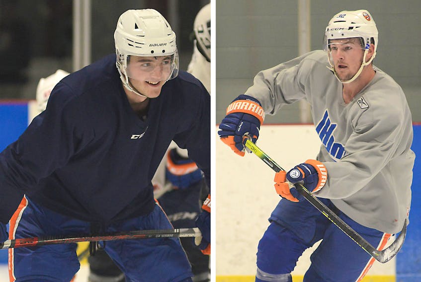 Noah Dobson, left, and Ross Johnston have made the New York Islanders opening-night roster.