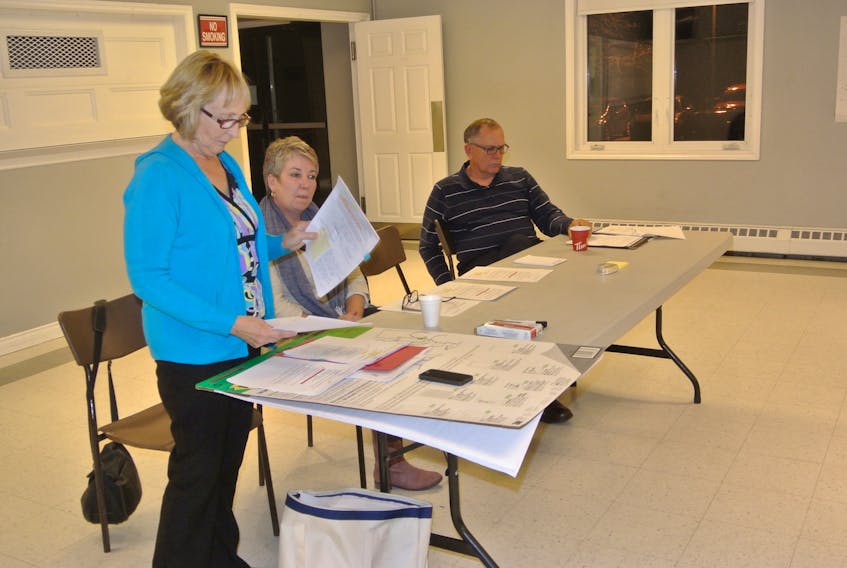 Oxford’s community economic development officer Ruthie Patriquin speaks during a public meeting on Nov. 14 to release the results of a community survey and plan the next steps.