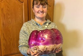 Sherry Burry and her 21 lb turnip.