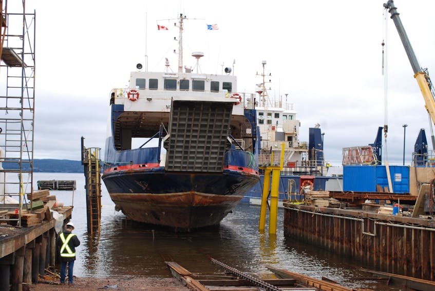 The Norton Galatea being pulled on the slipway at Burry’s Shipyard on Friday, June 1.
