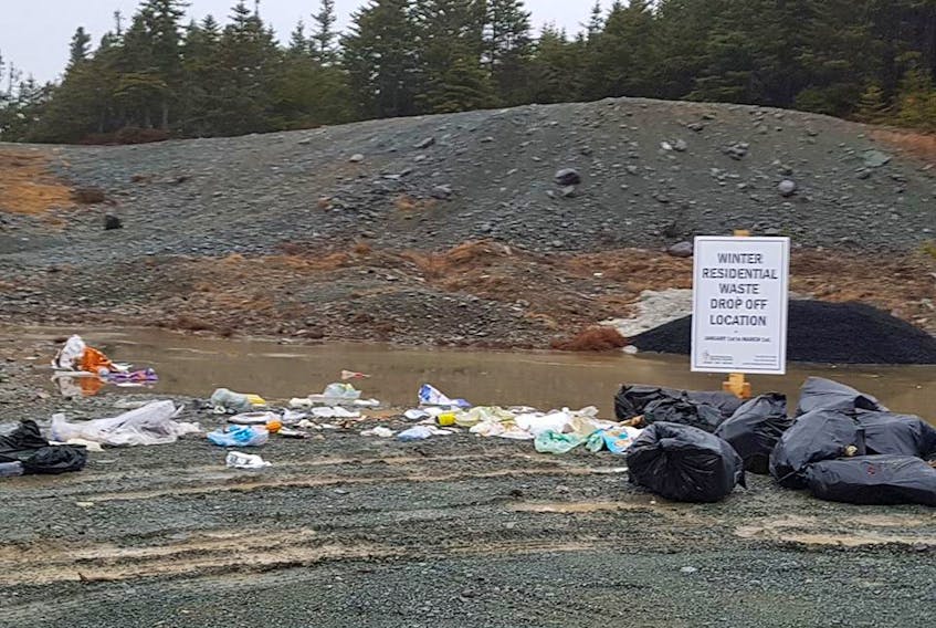 This mess discovered on Feb. 11 in Brigus Juncture shows a mess of garbage left at one of the drop off spots.