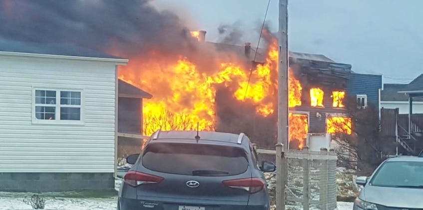 A garage on Cape Shore Road owned by Bonavista Cabs went up in flames on the afternoon of Thursday, Nov. 15. Members of the Bonavista Fire Department had to contend with high winds as they battled the fire, but the blaze is under control. No word yet on the extent of the damage.