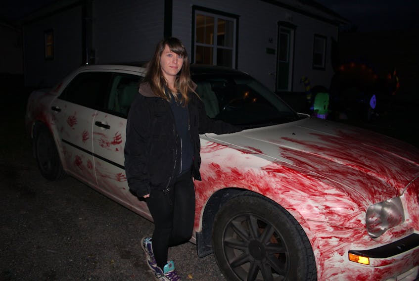 Toni Stagg and her zombie car.