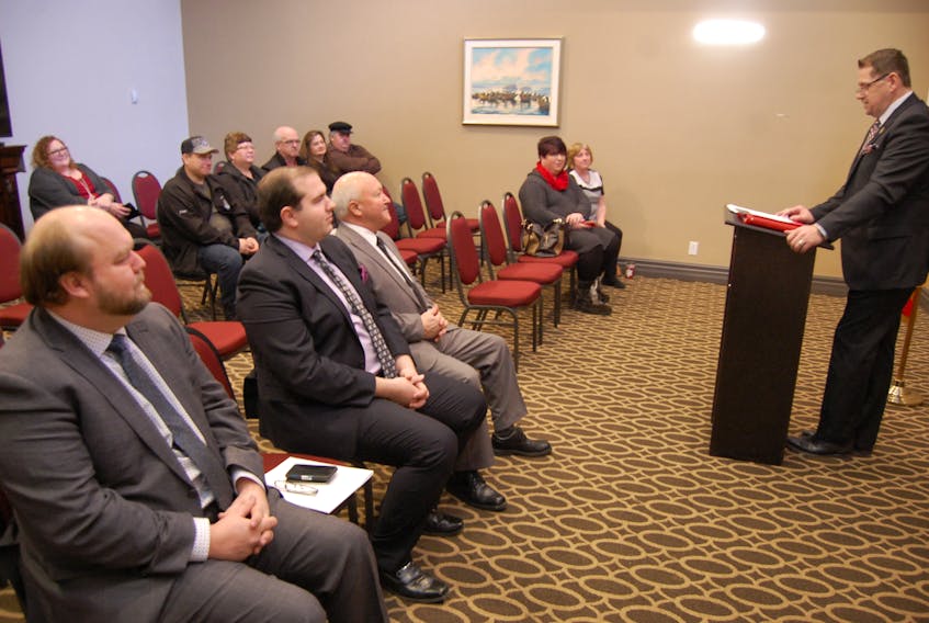 The funding announcement at the Clarenville Inn on Monday, Jan. 15.