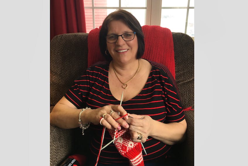 Dianne Sexton of Topsail, N.L. finds knitting a relaxing hobby.