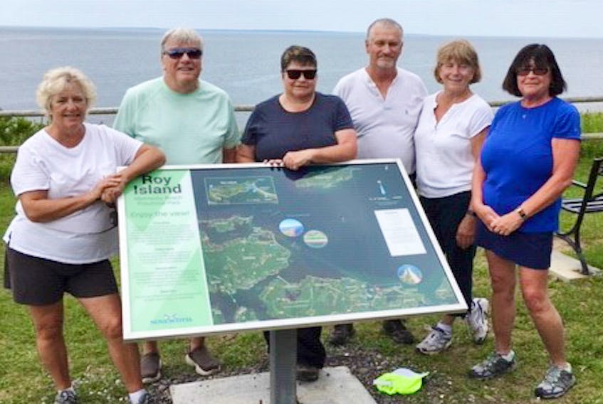 From left,  members of the Little Harbour Walking and Bicycling Society: Patsi Blaikie, past president; George Cochrane, vice president; Bonny MacLean, president; John Baldwin, director; Nancy Baldwin, secretary-treasurer; Debi Wadden, Municipal Councillor District 2.  Missing from photo are Royce Williston, director and Erin Wadden, director.