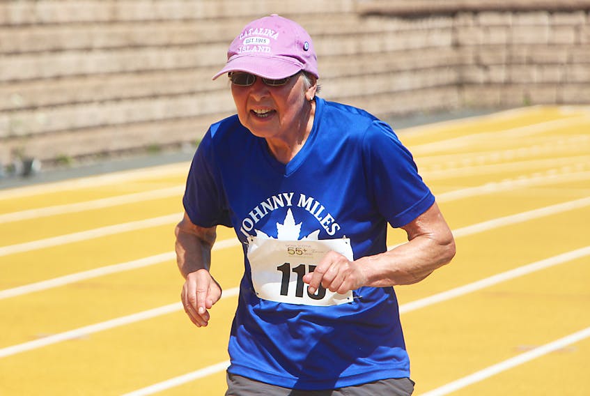The Nova Scotia 55+ Games took place in Antigonish in early August. Inna Harrison from Lorne, Pictou County, competing in a track event at the Nova Scotia 55+ Games, which took place in Antigonish.