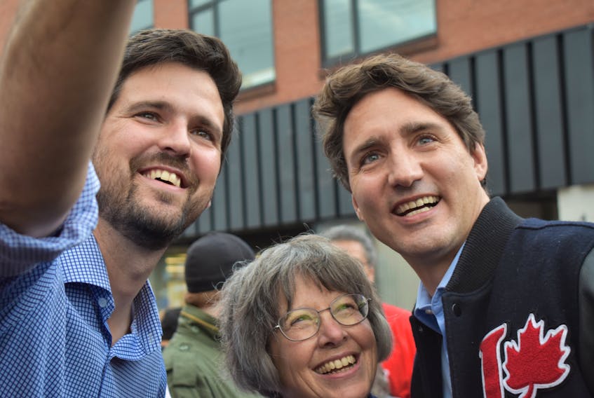 Sean Fraser and Justin Trudeau met and took photos with over 300 Liberal supporters on Archimedes St. in New Glasgow on Oct. 15.