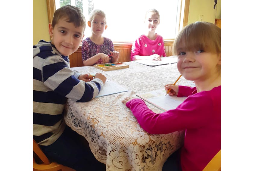 The Plett family has been homeschooling for about five years now. From left are: Devon, Lily, Bethany and Sara-Lynn. CONTRIBUTED