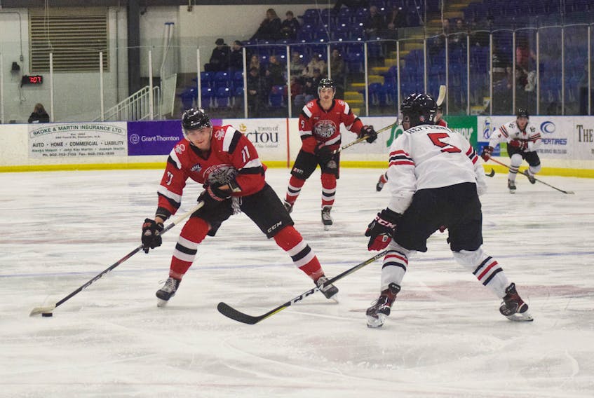 Crushers winger Kevin Mason against the Truro Bearcats in Jan. 16.