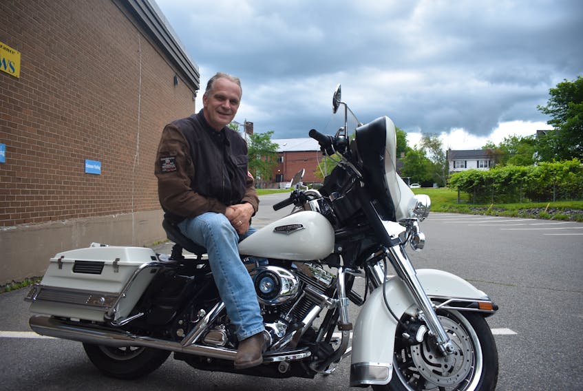 David McMullen sits on his new Harley Davidson. He and other volunteers with the Pictou Motorcycle Show Society are organizing the Pictou Motorcycle Show in support of Wounded Warriors Canada for Aug. 18.