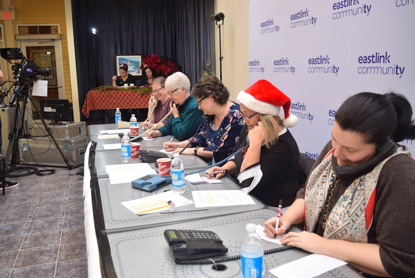 Working the phones at the 45th Pictou County Christmas Fund include (from left): Lynn Nelson, Donna Stiles, Myra MacKay-Wilson, Danna Moore and Sue-Ellen Ripley.