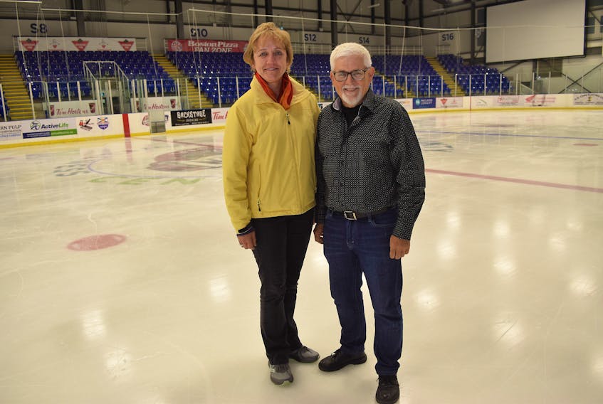 Donalda Buckingham and Jim Nix, co-chairs of the Pinty’s Grand Slam of Curling event, which will take place next week at the Pictou County Wellness Centre.