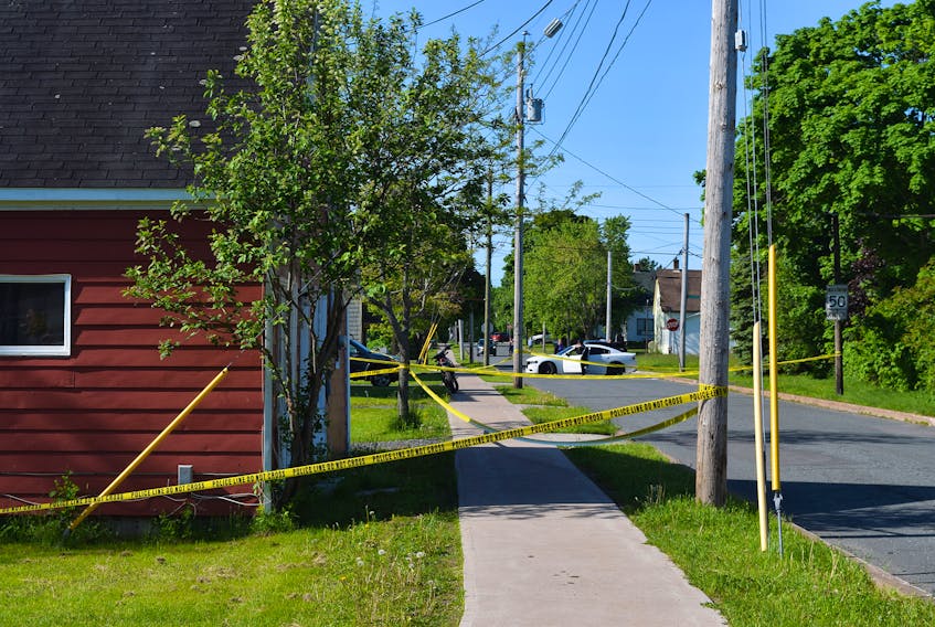 Police have taped off a section of Maple Street in Stellarton.