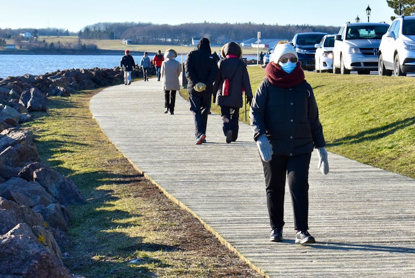 Hundreds of Islanders took advantage of the sunny weather on New Years' Day to get out on the Victoria Park boardwalk.