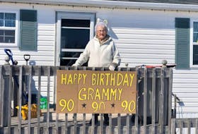 Gladys Lowther of Crapaud got quite the surprise on Sunday when a parade of cars lined up on MacDonald Road where she lives to help celebrate her 90th birthday (officially her birthday was Monday). One by one, the cars drove by and honked as the community came together to celebrate her big milestone.