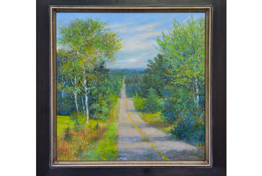 This is one of Ben F. Stahl's paintings that is featured in an online exhibit now available on Facebook.