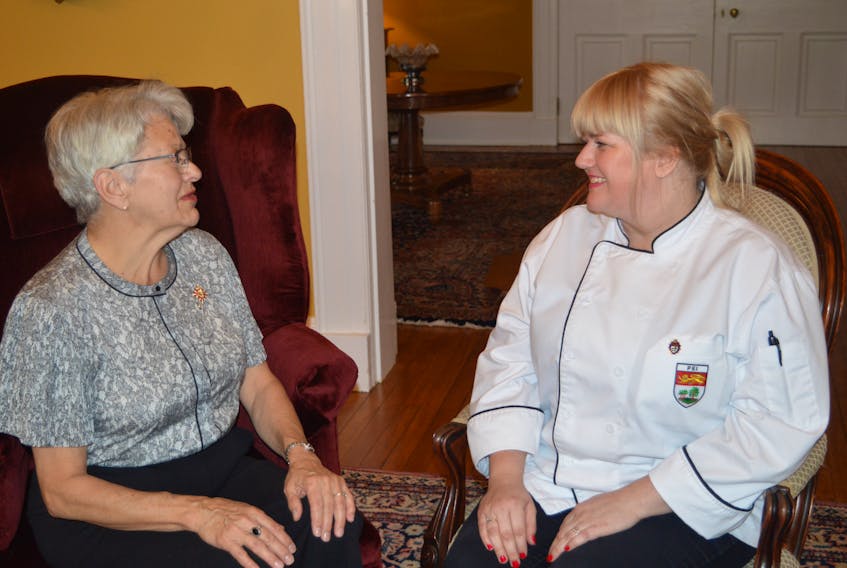 Lt.-Gov. Antoinette Perry, left, says when it comes to hiring an executive chef for Government House, the person not only has to deal with a lot of various types of meals but people with various types of dietary requirements. Perry, a diabetic, said new hire Rebecca Sly has done a wonderful job of making sure she eats right. - Dave Stewart