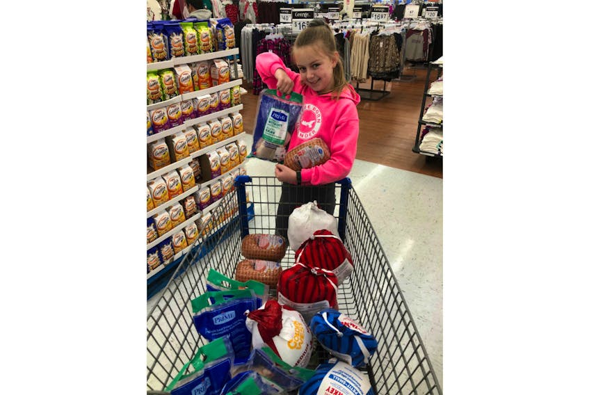 Instead of presents, Peyton Peters, 10, of Oyster Bed Bridge has been asking family and friends since she was six years old for money that she uses to donate to a different charity every year. This year, she raised $250 in birthday money and used it to go shopping for things like small turkeys and hams for Gifts From the Heart, the Charlottetown non-profit organization that helps low-income Islanders with needs such as food or something as simple as kitchen utensils.