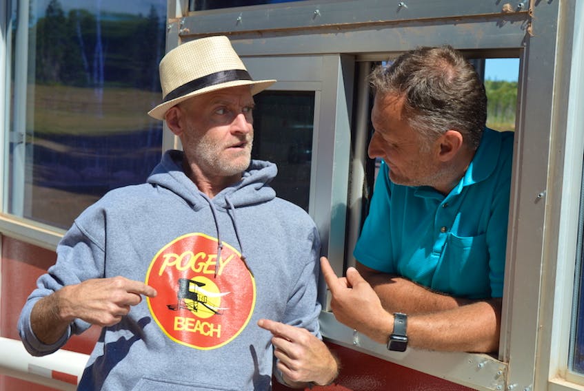 P.E.I. actor and comedian Dennis Trainor, left, is headlining the first two nights of the Brackley Drive-In Theatre Comedy Festival, Aug. 7-8. Bob Boyle, owner of the drive-in, says the event continues next weekend.