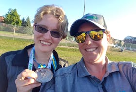 Special Olympics P.E.I. executive director Charity Sheehan, right, poses with athlete Ellen MacNearney during the 2018 Special Olympics Canada National Summer Games in Antigonish, N.S. Sheehan has been named Team Canada’s chef-de-mission for the 2022 Special Olympics World Winter Games in Russia.