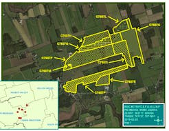 A map of the 2,220-acre parcels of land previously owned by Brendel Farms Ltd. The family-owned farming corporation had attempted to sell the land to three Irving-owned companies, but the sale was rejected by cabinet. Haslemere, whose sole director is Rebecca Irving, is listed as the current owner of the land.
Source: IRAC