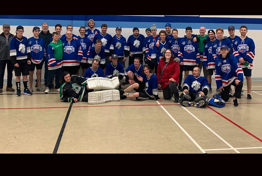 The entire roster of the Summerside Western Capitals’ junior A hockey team recently played the Summerside Special Olympics floor hockey team. The game lots of exciting action and plays by both teams. - Melissa Demy