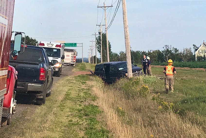Emergency crews responded to a single-vehicle collision on Route 1 east of the Albany Y in P.E.I. Thursday, Aug. 13.