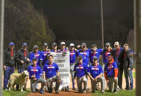 The Westisle Wolverines won their third P.E.I. School Athletic Association Senior Boys Baseball League championship in a row at Memorial Field in Charlottetown earlier this week. The Wolverines edged the Charlottetown Rural Raiders 4-3 in the gold-medal game. Members of the Wolverines are, front row, from left: Maquire Brennan, Cole Robinson, Isaac Oliver, Connor Ellsworth and Carson MacArthur. Back row: Trevor Wood (coach), Jim MacIntyre (coach), Elijah Tuplin, Dylan Grigg, Garrett Culleton, Michael McRae, Chandler DesRoches, Jack Hackett, Ben Bernard, Emmett Gaudettte, Bryce Wood (coach) and Chase Gaudette (coach). Missing from photo is team member Declan Campbell. Hayley Wood/Photo special to The Guardian