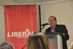 Liberal interim leader Sonny Gallant speaks to members at the party’s annual general meeting on Saturday. The party will undertake a competitive leadership race beginning in the new year. Stu Neatby/THE GUARDIAN