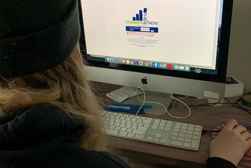 A student logs into P.E.I.'s StudentsAchieve system that tracks attendance and marks. Island schools will be transitioning to a new system in the fall called PowerSchool that can be used through a phone app.