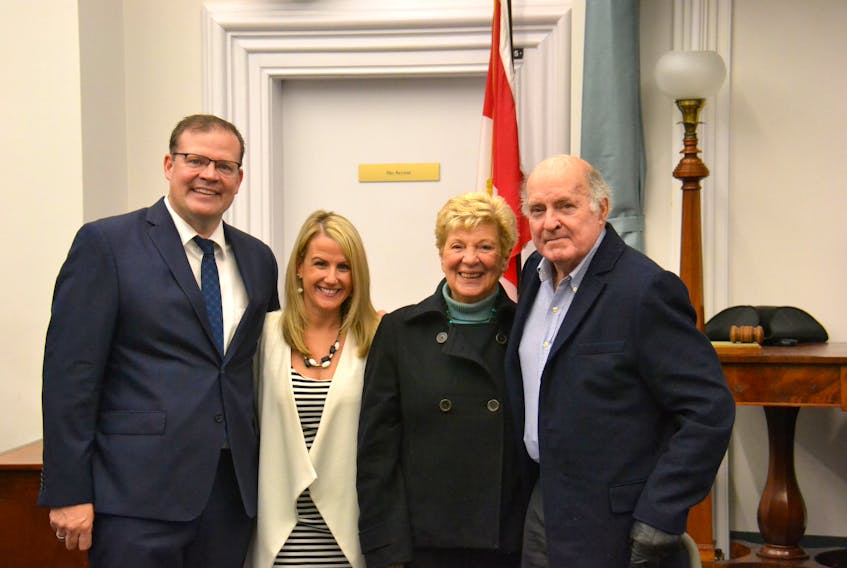 PC MLA Zack Bell with his wife Ashely and parents Cindy and John after a swearing-in ceremony at the legislature on Wednesday.