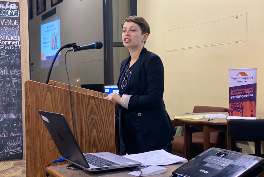 Eliza MacLauchlan, with the Community Legal Information Association of P.E.I. (CLIA), gives a presentation on the rights and responsibilities of renters in Charlottetown. The presentation was held at the Confederation Centre Library on Tuesday, Nov. 19.