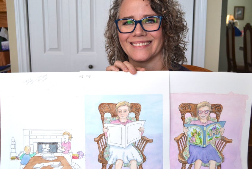 Leanne Bowlan shows some of the illustrations she’s making for "Anna’s Pink and Purple Glasses." It’s the first time her artwork has appeared in a book. Bowlan, who is a licensed optician, also did extensive research for the book she’s co-creating with Marlene Bryenton.