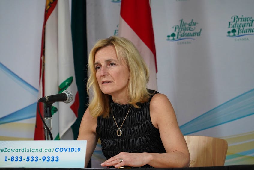 P.E.I.'s Chief Health Officer Heather Morrison during a media briefing on Monday, April 20, 2020.