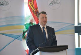 P.E.I. Premier Dennis King speaks at an announcement at UPEI on Tuesday. The Premier pledged to reduce climate emissions to net zero by 2040.