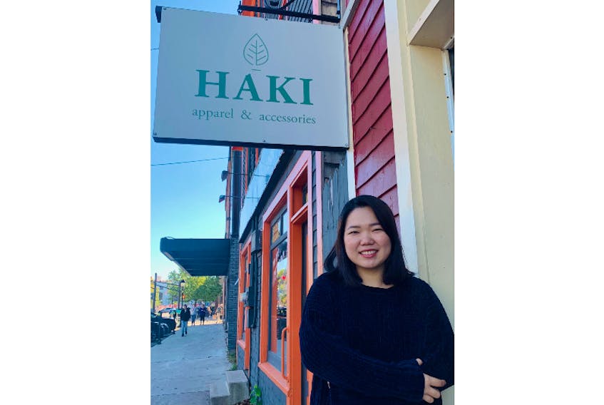 Chi Lan Ha, the owner of Haki Apparel and Accessories, stands outside of her store at 169 Great George St. in Charlottetown.