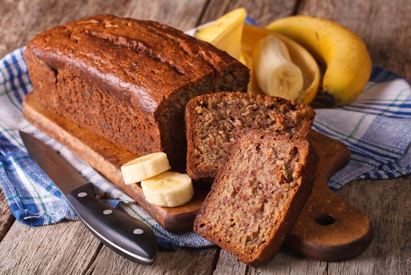 Overripe bananas can be used to make banana loaf.