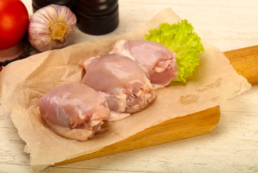 Yakitori refers to small pieces of boneless chicken thighs that are skewered and grilled.