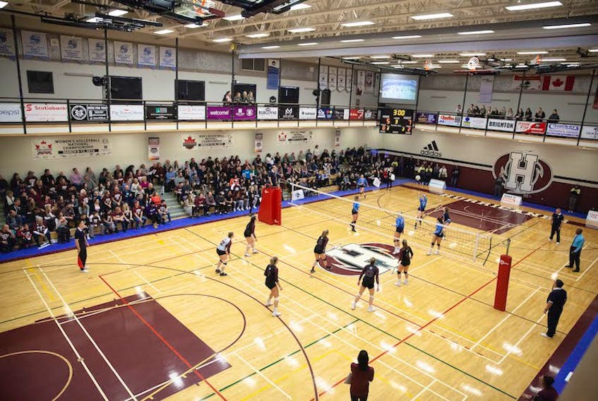 The Holland College Centre for Community Engagement hosted the 2019 Atlantic Collegiate Athletic Association (ACAA) women’s volleyball championship match between the host Hurricanes and the Mount Saint Vincent University Mystics.
