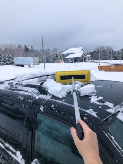 P.E.I. RCMP Const. Jamie Parsons recommends purchasing a foam snow brush like this one, which features an extended reach, to clean off cars and trucks in the winter.