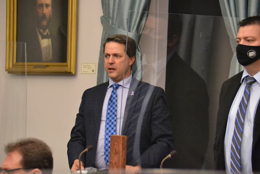Education Minister Brad Trivers before question period on Thursday. Trivers faced questions about possible learning gaps due to last spring's lockdown.