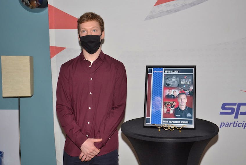 Matt Barr accepted the Inspiration Award on behalf of his stepfather, Kevin Elliott, at the 47th annual Sport P.E.I. Amateur Sport Awards at the Confederation Centre in Charlottetown on Wednesday night.
