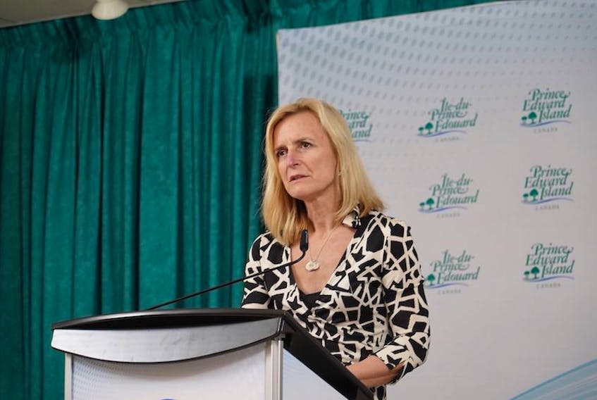 P.E.I.'s chief public health officer Dr. Heather Morrison is shown at a daily news briefing in Charlottetown on Thursday.